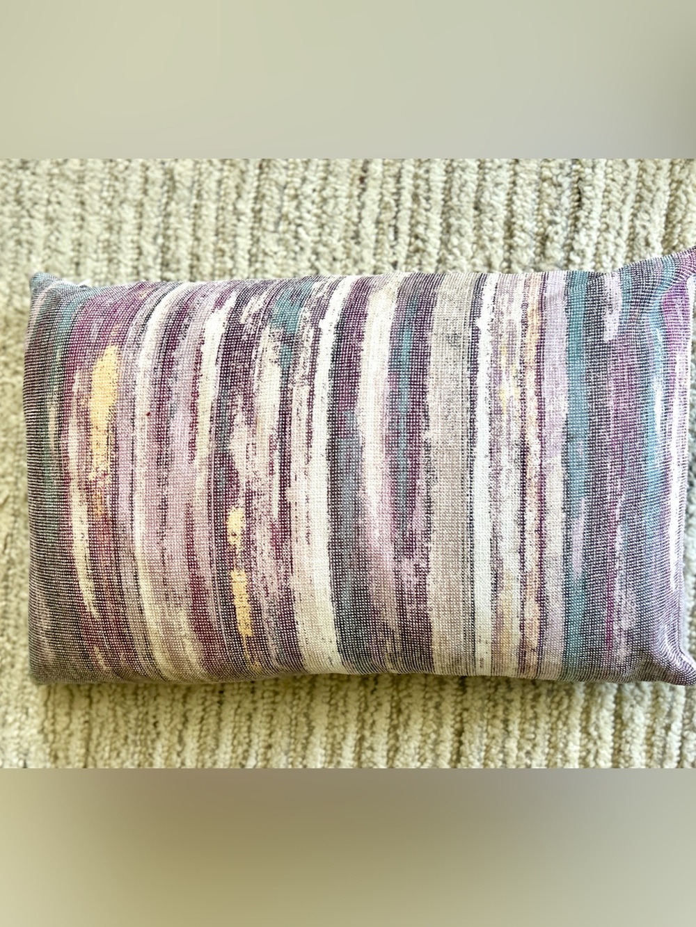 Striped Blue Lavender and Cream Lumbar Pillow Covers / Shams - Home Accents